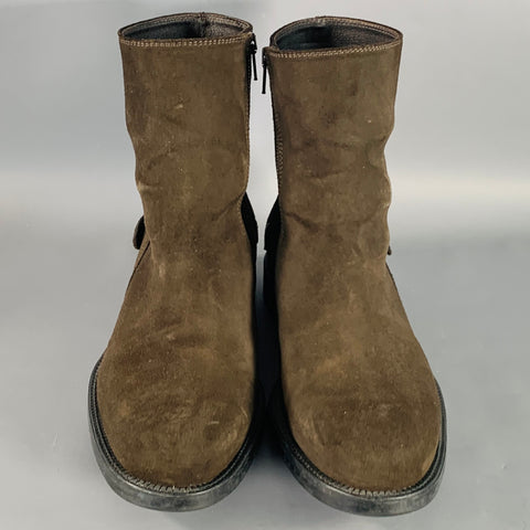 TOD'S Size 8 Brown Suede Side Zipper Ankle Boots