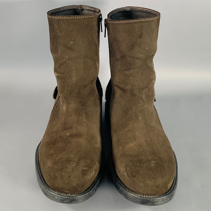 TOD'S Size 8 Brown Suede Side Zipper Ankle Boots