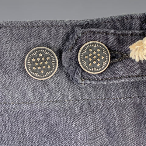 RRL by RALPH LAUREN Size 36 Indigo Wash Cotton Straight Button Fly Patch Pockets Casual Pants