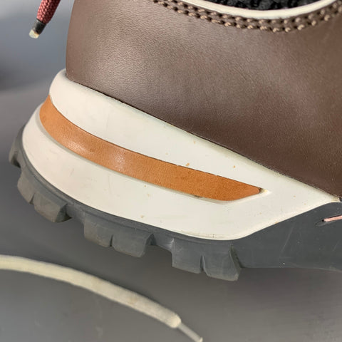 Baskets à semelle épaisse en cuir color block marron et violet Claudio ERMENEGILDO ZEGNA Taille 11