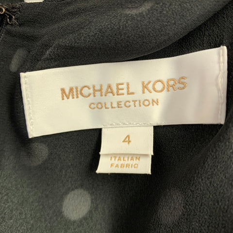 MICHAEL KORS COLLECTION Size 4 Black White Viscose Polka Dot Belted Dress