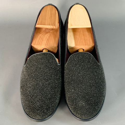 STUART WEITZMAN Size 11 Black Velvet Textured Slip On Loafers Flats