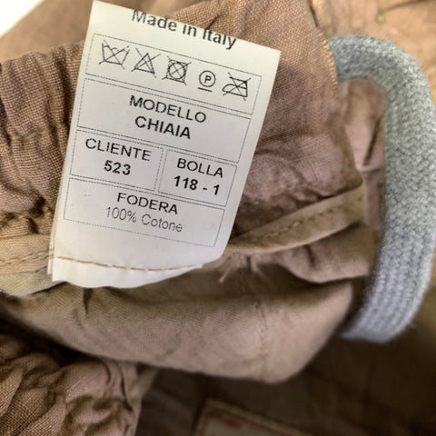 MARCO PESCAROLO Size 32 Brown Grey Dyed Linen Elastic Waistband Casual Pants