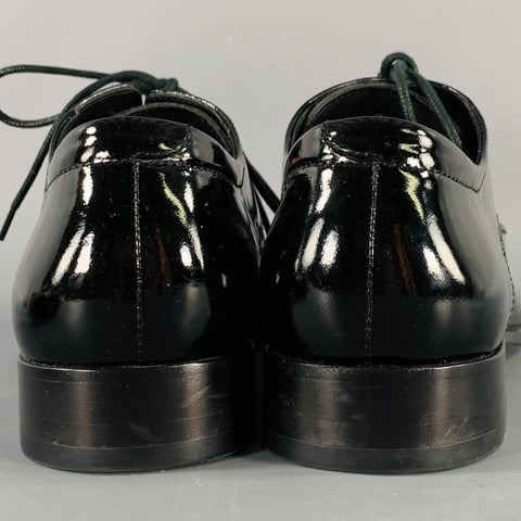 CALVIN KLEIN Size 9.5 Gareth Black Patent Leather Derby Lace-Up Shoes