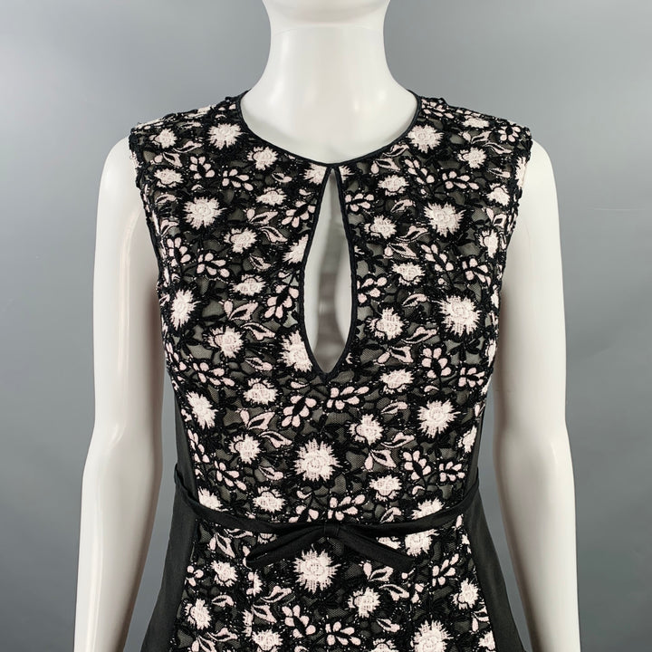 GIAMBATTISTA VALLI Size XS Black White Silk Mixed Fabrics Cocktail Dress