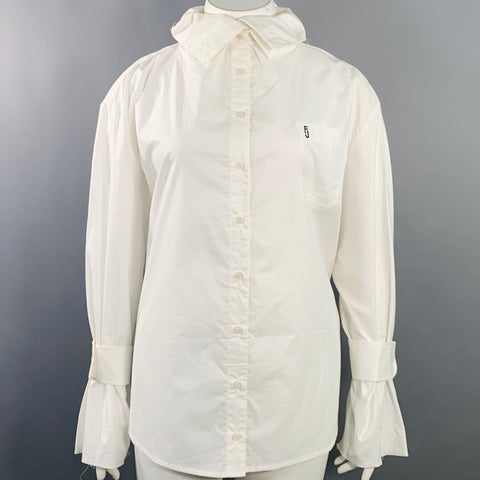 FACON JACMIN Size L White Cotton One Pocket Shirt