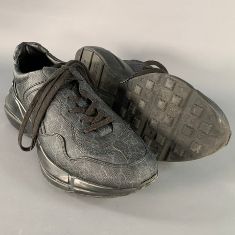 GUCCI Size 10.5 Guccissima Black Grey Monogram Sneakers