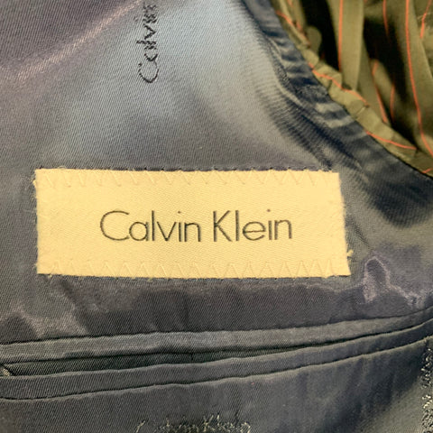CALVIN KLEIN Size 40 Blue Navy Wool Single Breasted Suit
