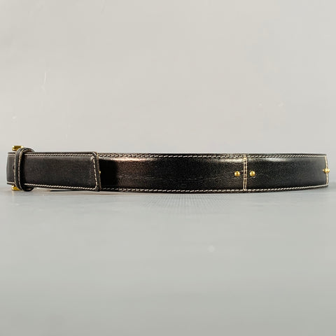 SAKS FIFTH AVENUE Size M Black Gold Studded Leather Belt