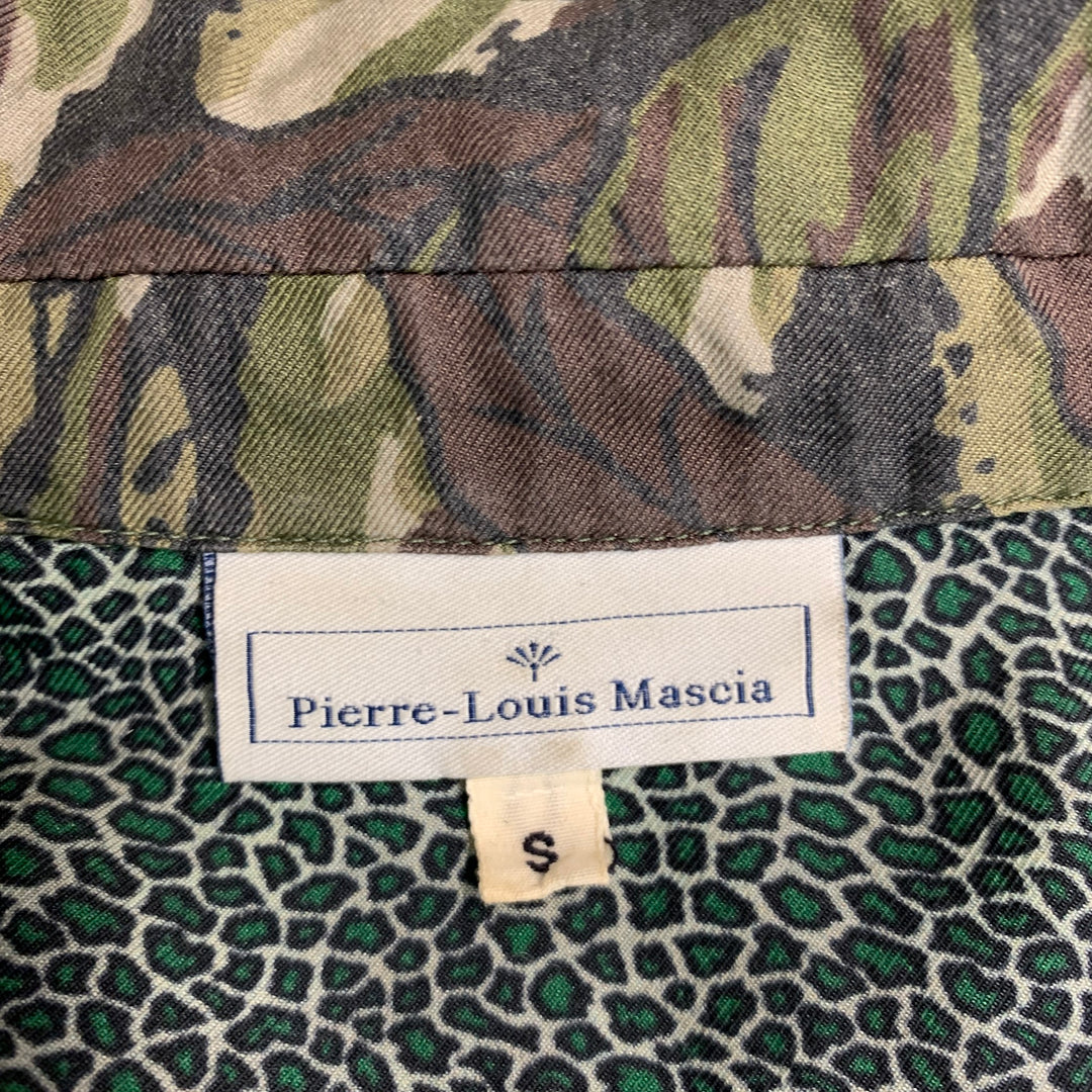 PIERRE-LOUIS MASCIA Size S Green Multi Color Floral Silk Camp Short Sleeve Shirt