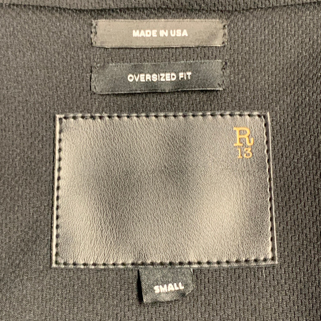 R13 Size S Black White Checkered Faux Fur Fleece Oversized Zip Up Jacket