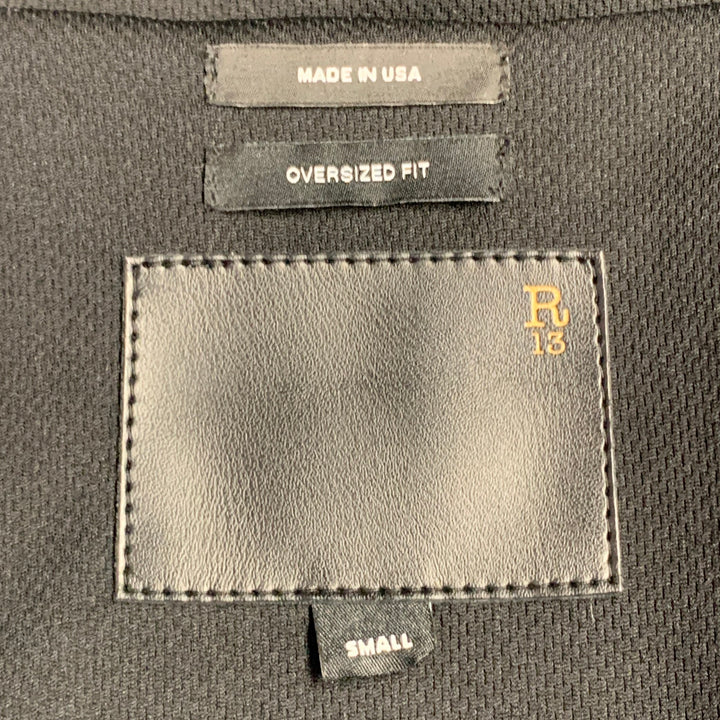 R13 Size S Black White Checkered Faux Fur Fleece Oversized Zip Up Jacket