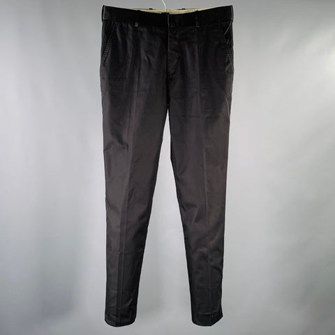ALEXANDER MCQUEEN Size 32 Black Cotton Tuxedo Dress Pants