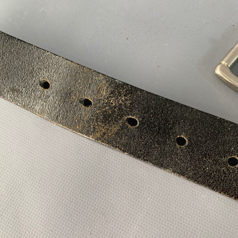 COACH Size 34 Black Silver Leather Brass Belt