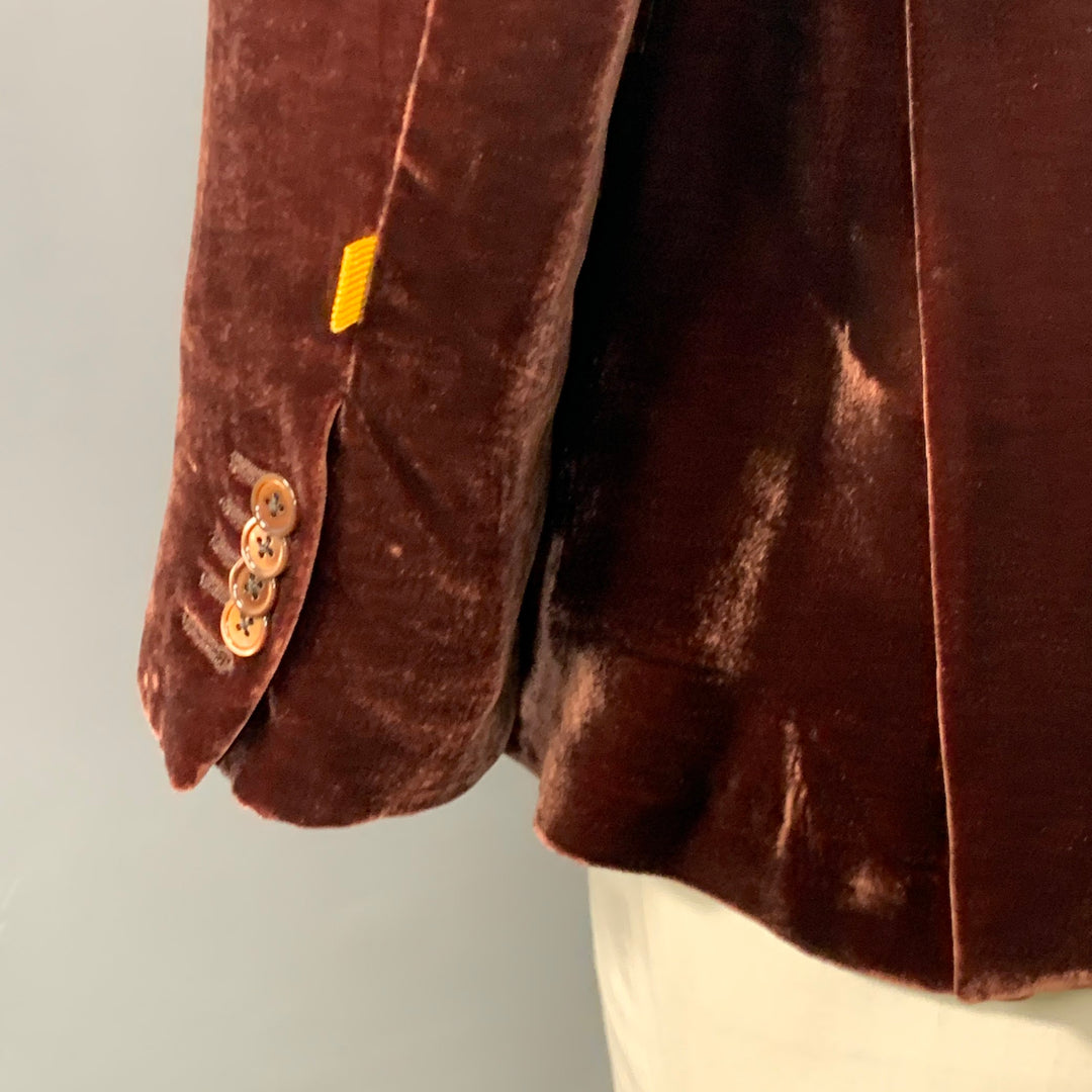 RICHFRESH Size 42 Brown Black Velvet Peak Lapel Sport Coat