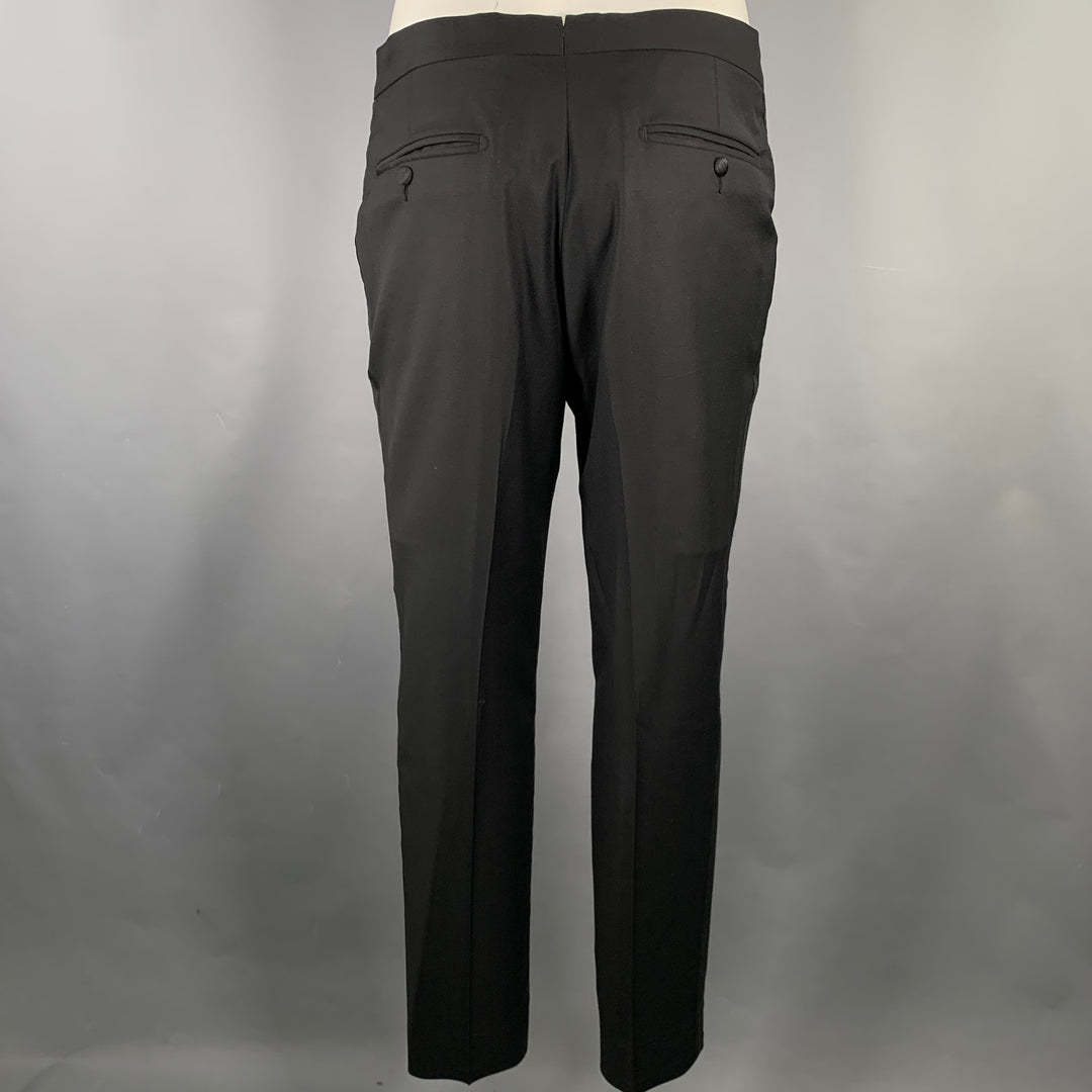 TED BAKER Size 40S Black Wool Mohair Tuxedo Suit