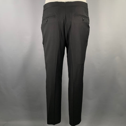 TED BAKER Size 40S Black Wool Mohair Tuxedo Suit