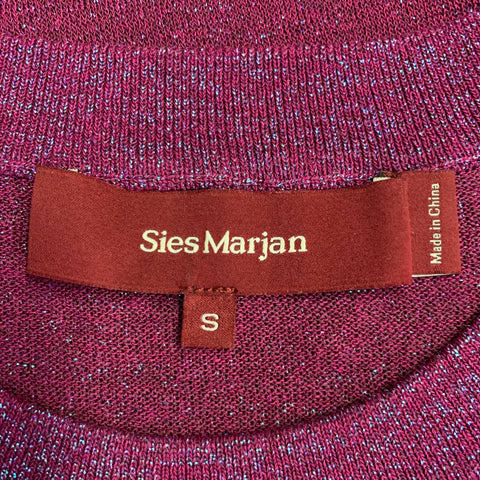 SIES MARJAN Size S Magenta Viscose Blend Metallic Crew Neck Pullover