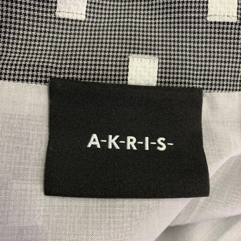 AKRIS Size 12 Black White Cotton Squares Sleeveless Dress