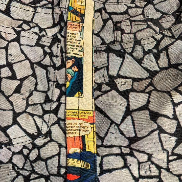 COMME des GARCONS HOMME PLUS Fall 2018 Size S Grey Multi Color Comic Denim Jeans