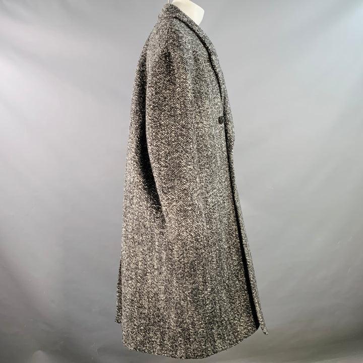 ISABEL MARANT Size 40 Denton Black White Herringbone Tweed Wool Blend Coat