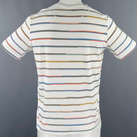 PS by PAUL SMITH Size L White Multi Color Stripe Cotton Crew Neck T-shirt