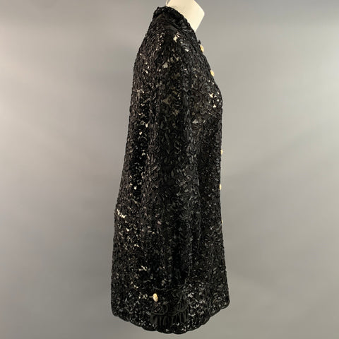 GUCCI Size S Black Silk Lace Button Up Shirt