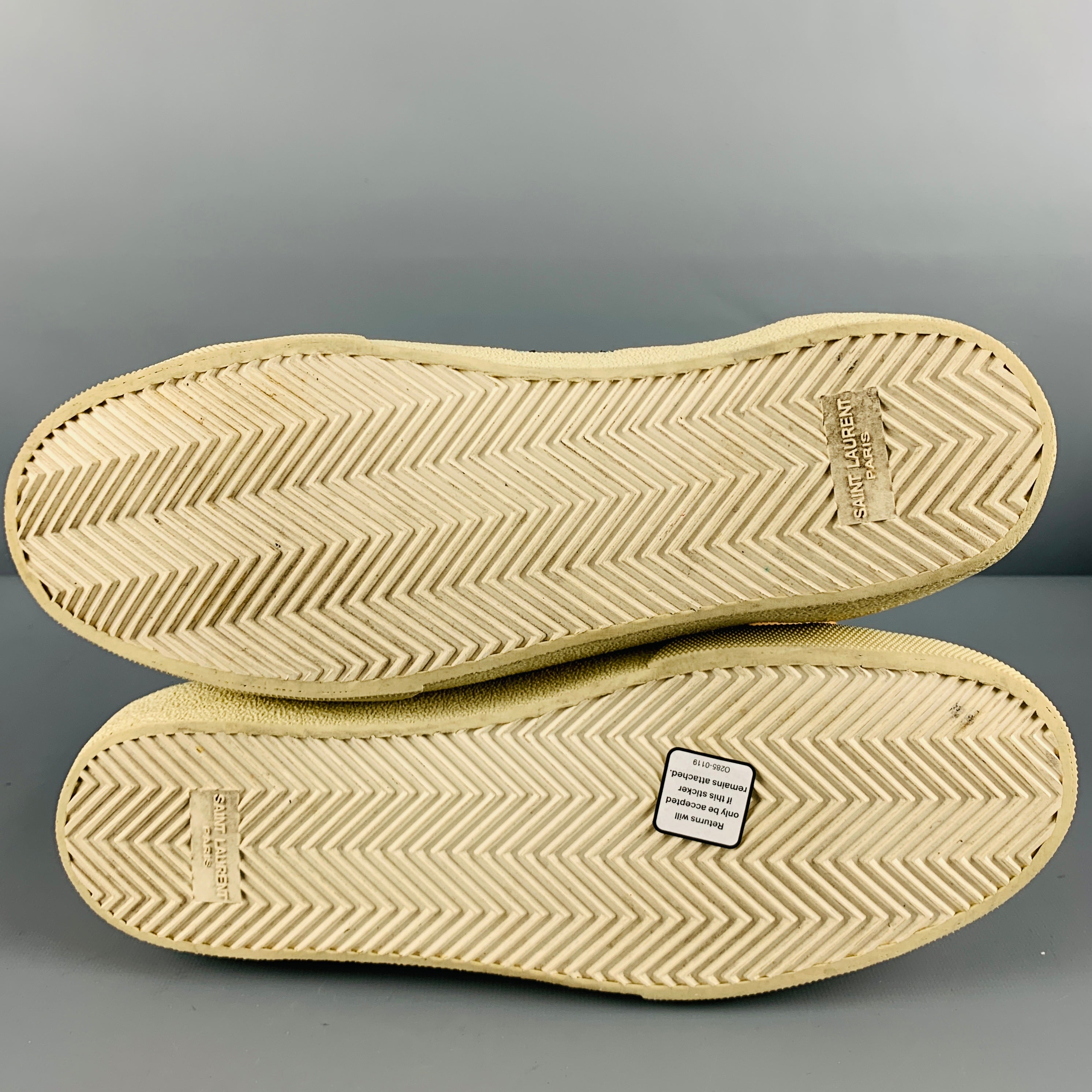 SAINT LAURENT Size 11 Silver Blue Stars Leather Low Top Sneakers