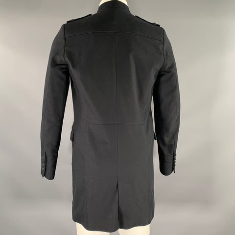 THE KOOPLES Size 38 Black Solid Cotton Military Coat