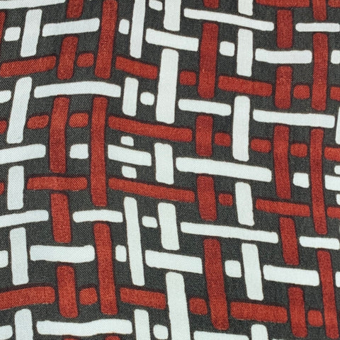 BRIONI Size S Brown Burgundy Basketweave Print Rayon Short Sleeve Shirt