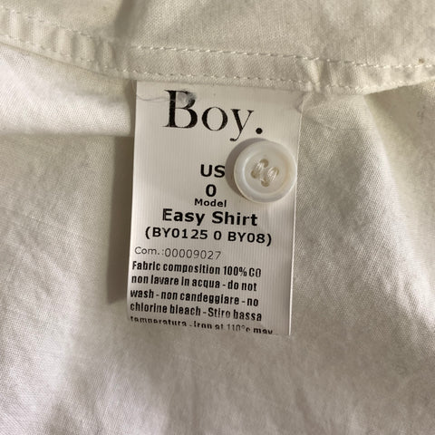 BOY Size 0 White Cotton Pointed Collar Shirt