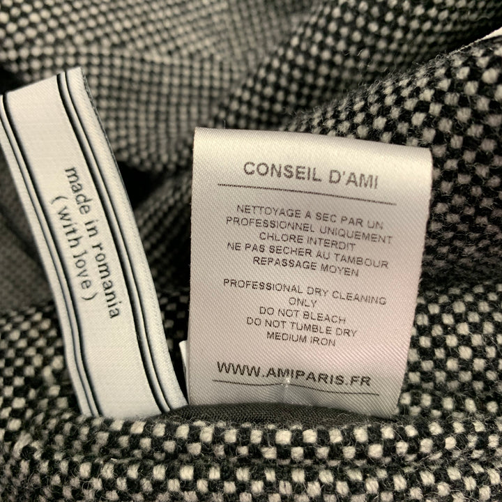 AMI by ALEXANDRE MATTIUSSI Size 36 Black Grey Woven Wool Blend Notch Lapel Sport Coat