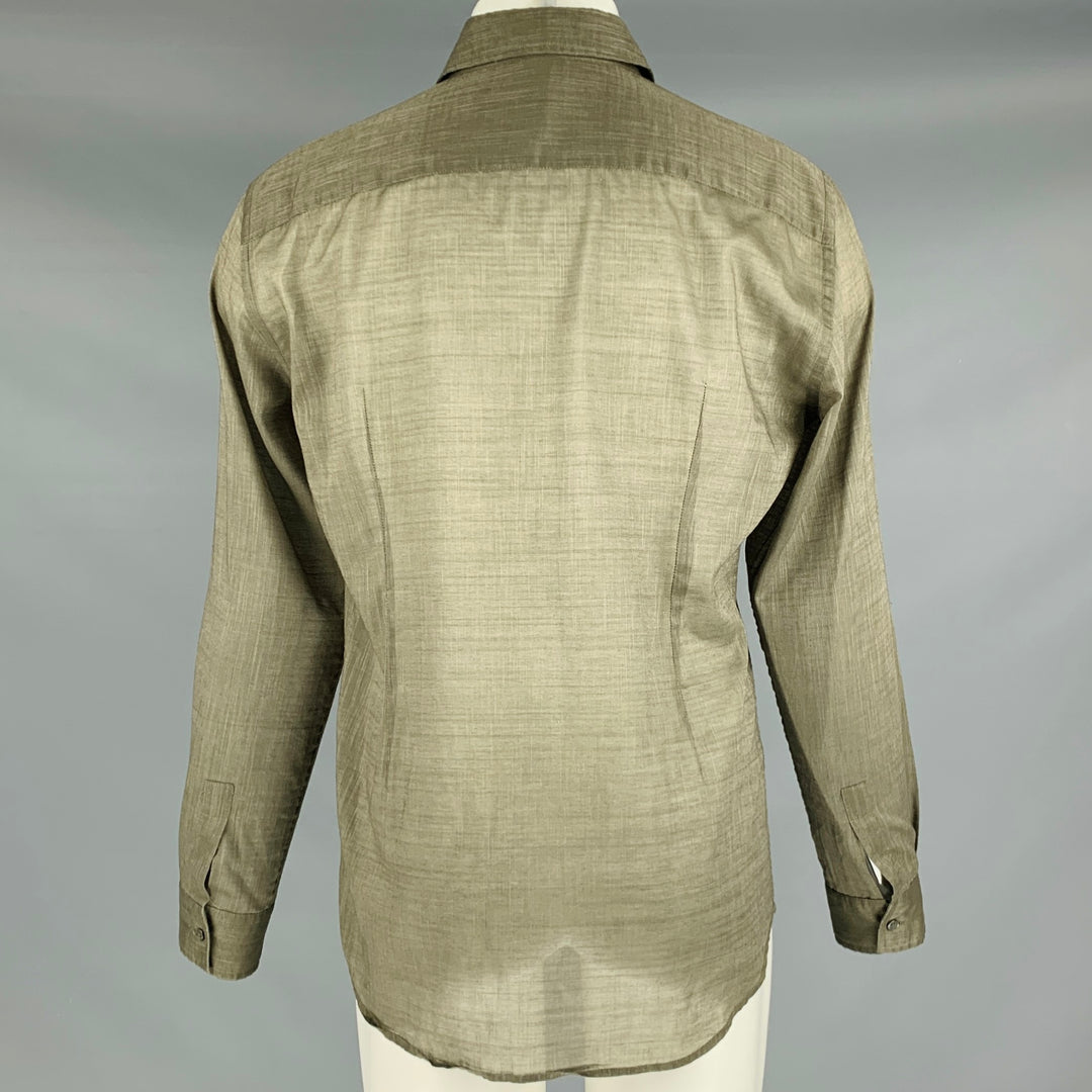 CoSTUME NATIONAL Size M Taupe Cotton Blend Tuxedo Long Sleeve Shirt