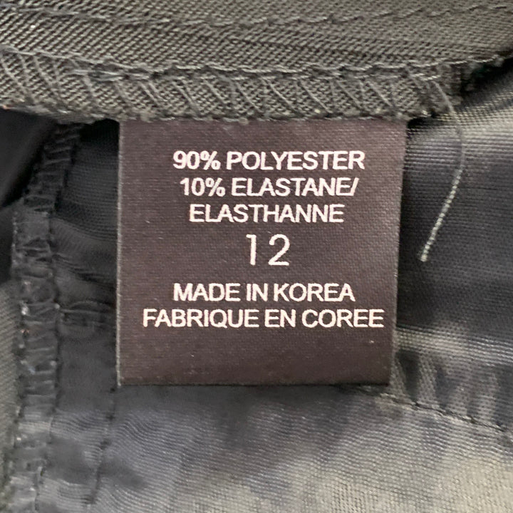 ELIE TAHARI Size 12 Black Polyester Blend Pinstripe Straight Dress Pants