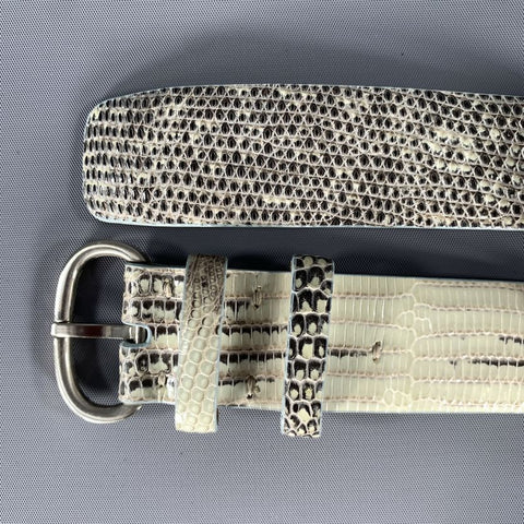 TARDINI Waist Size 28 White Black Lizard Leather Belt