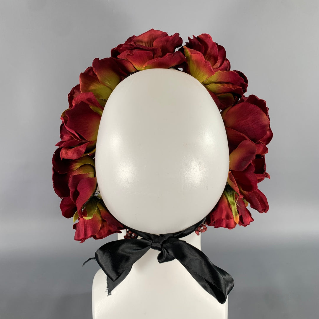 KRISTEN ERICKA Burgundy Black Floral Silk Hats