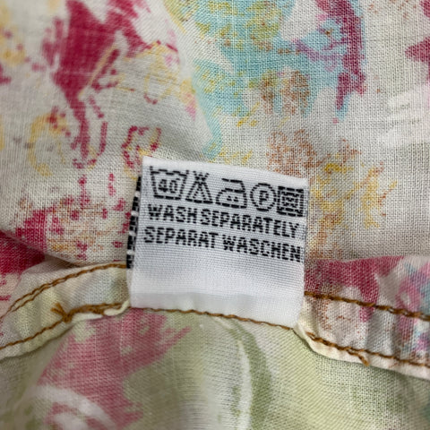 7 DIAMONDS Size L Multi Color Print Cotton Patch Pockets Long Sleeve Shirt