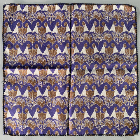Pochette de costume PRADA bleu marine et marron à motif floral abstrait