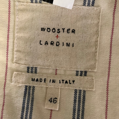 WOOSTER + LARDINI Chest Size 36 Blue White Seersucker Cotton Sport Coat