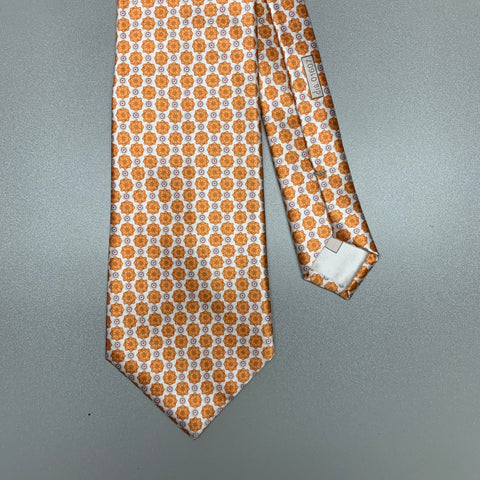 BRIONI Rust Cream Floral Silk Tie