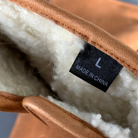 WILL LEATHER GOODS Size L Tan Deerskin Leather Shearling Gloves