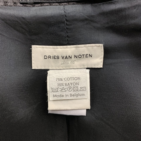 DRIES VAN NOTEN Size 36 Black on Black Stripe Cotton / Rayon Sport Coat