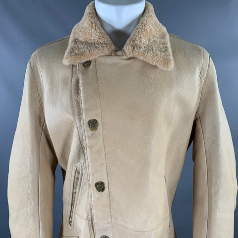 CORPO NOVE Size 42 Camel Leather Overcoat Coat