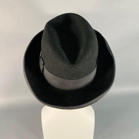 DORFMAN PACIFIC Vintage Black Wool Felt Fedora Hat