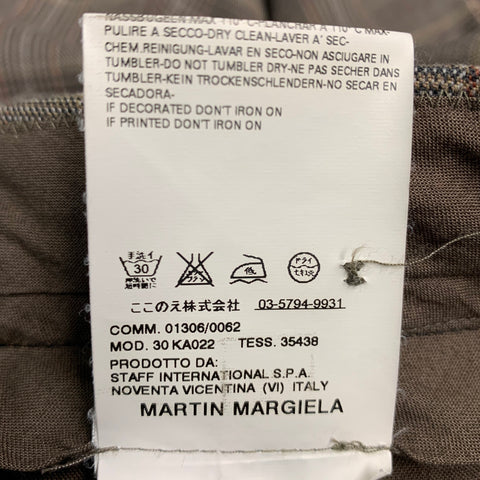 MARTIN MARGIELA Size 30 Taupe Plaid Cotton Blend Button Fly Dress Pants