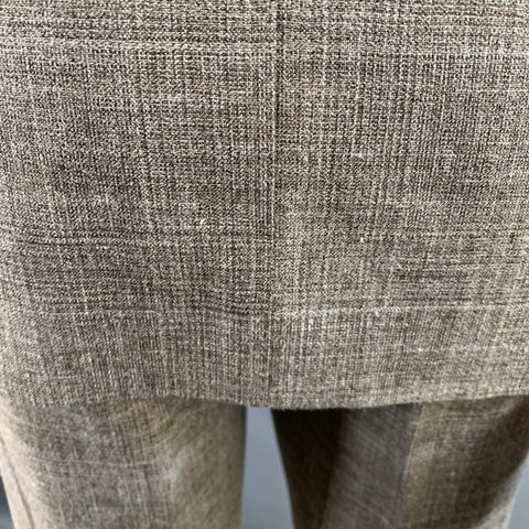 SUITSUPPLY Size 36 Brown Melange Wool Silk Linen Notch Lapel Suit