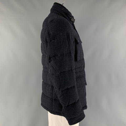 BURBERRY BRIT  Size L Navy Quilted Wool Polyamide Jacket