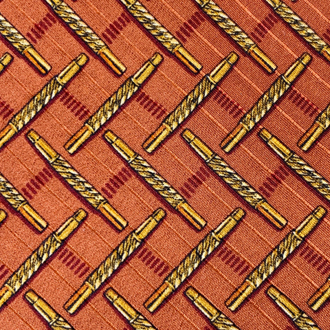 VALENTINO Gold Copper Abstract Silk Tie