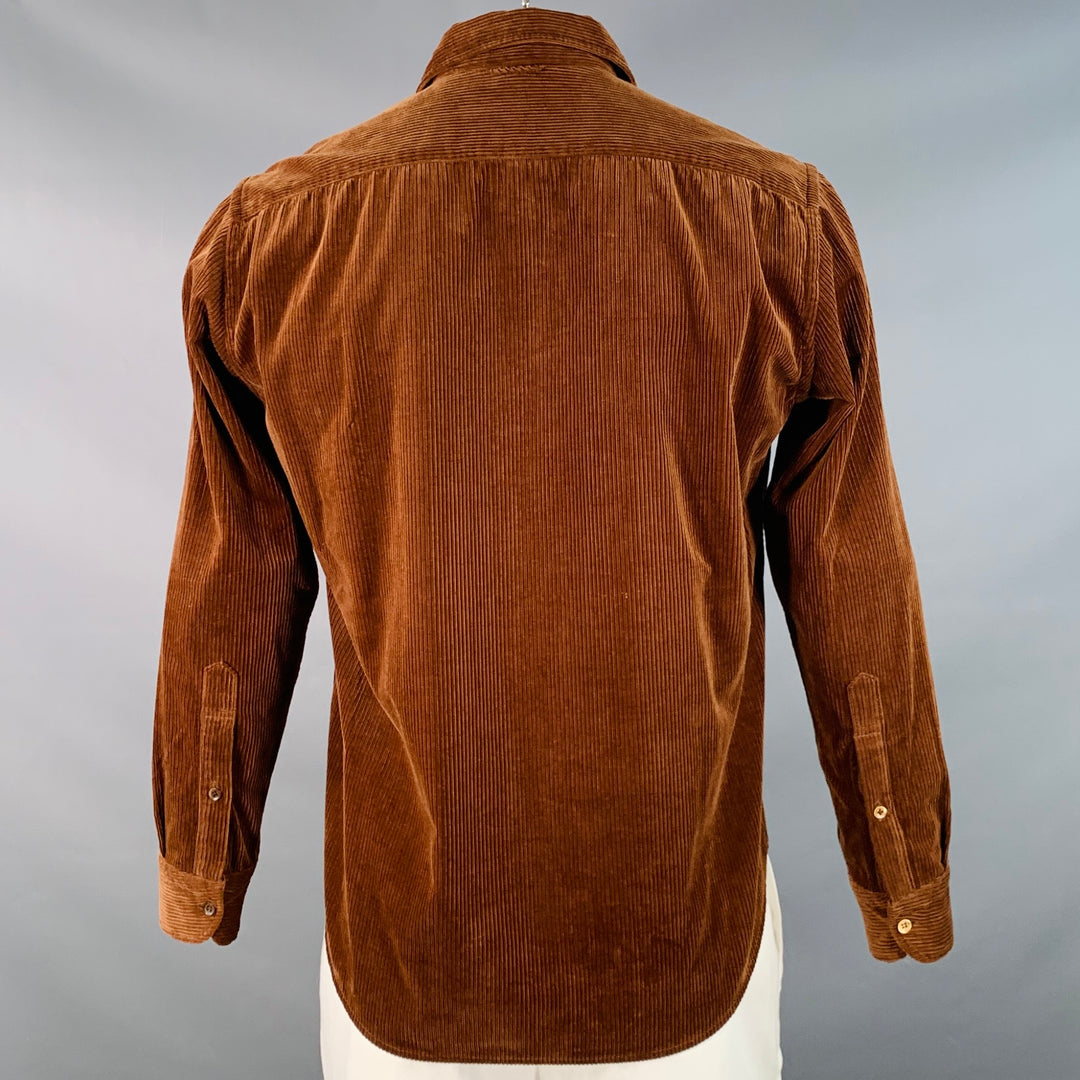 45rpm Size XL Brown Corduroy Cotton One Pocket Long Sleeve Shirt