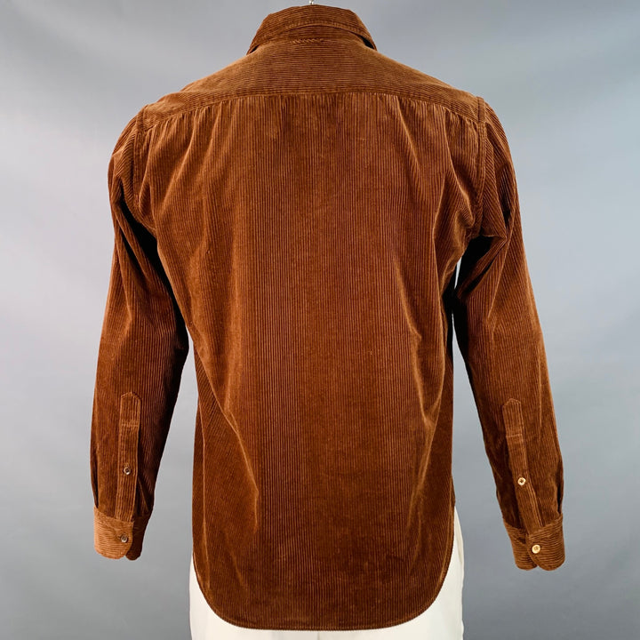 45rpm Size XL Brown Corduroy Cotton One Pocket Long Sleeve Shirt